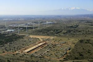 Vue aérienne (19/02/2015) de l'emplacement du futur Mémorial du Camp de Rivesaltes